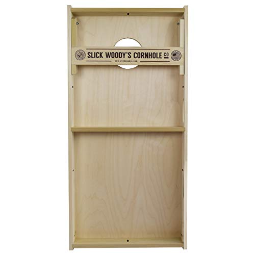 Slick Woody's Professional-Grade Cornhole Boards - 4'x2' Solid Wood Regulation Woodgrain Flag Bean Bag Toss Game with 8 Resin Filled Bags - color: Vertical Flag