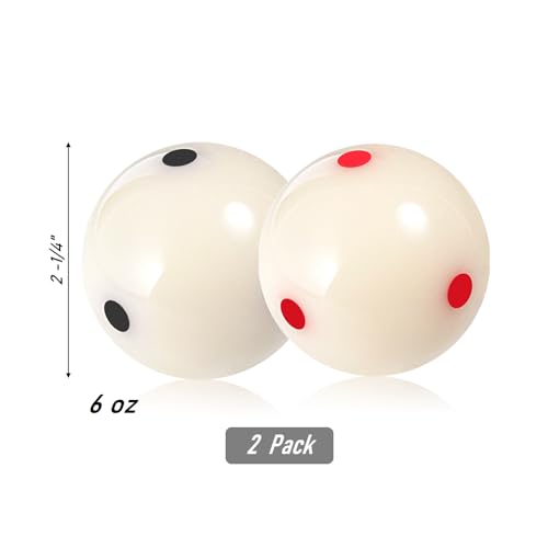 Pro-Cup Pool Cue Ball 2 1/4" 6 Dots AAA-Grade Regulation Size Pool Billiard Training Cue Ball(2 Pack,Red and Black Set)