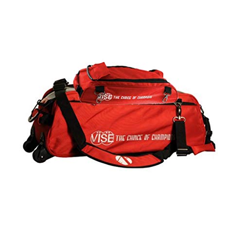 VISE Clear Top 3 Ball Roller Bowling Bag - color: Red