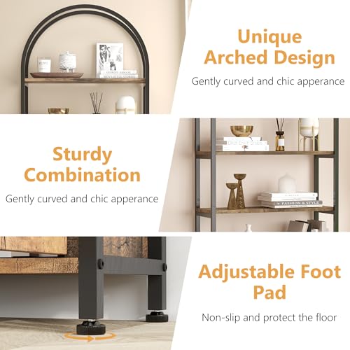 GAOMON Bookshelf with Door, 71.5 Inch Tall Bookcase with Storage Cabinet Shelf, 4-Tier Modern Display Shelf for Bedroom Living Room - color: Black