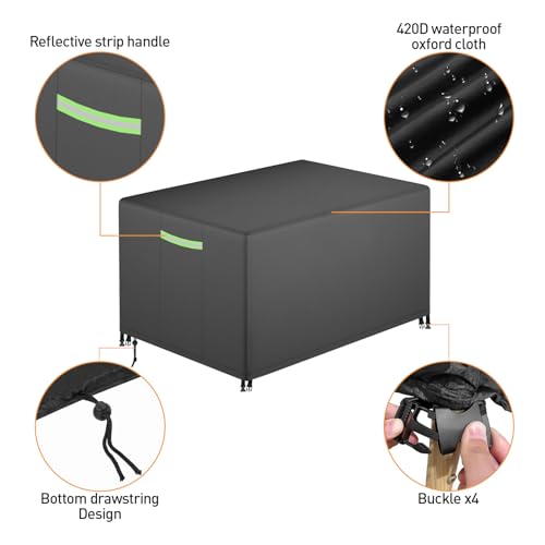 Foosball Table Cover, Heavy Duty 420D Soccer Table Cover, All-Weather Waterproof Outdoor Protection with 4 Windproof Buckles & Reflective Strip, 63"x45"x35"