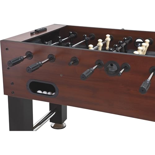 Fat Cat Tirade 4.5 Foot Foosball Table, Soccer Table Game for Adults with Abacus Scoring, Steel Rods, Mahogany Finish, Includes Foosball Balls