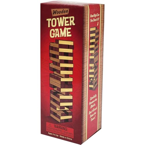 The Dreidel Company Wooden Blocks Stacking Tumbling Tower Game, Pull, and Tumble Blocks, Sensory Learning, Game Night, 6" Inches (Single) - size: Single