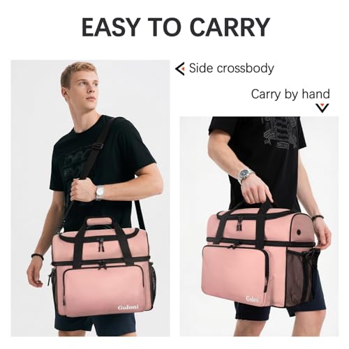 Goloni 2 Balls Bowling Bag with Ball Holder - Fits Bowling Shoes Up to Mens Size 16 and Accessories - color: Flesh Pink