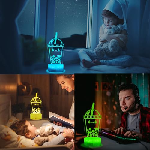 Boba Lamp, Boba Gifts, Boba 3D Night Light with Remote Control, 16 Color Changing, Timer, RGB Flashing Mode, Dimmable - Boba Gifts for Boys & Girls - color: Boba Milk Tea