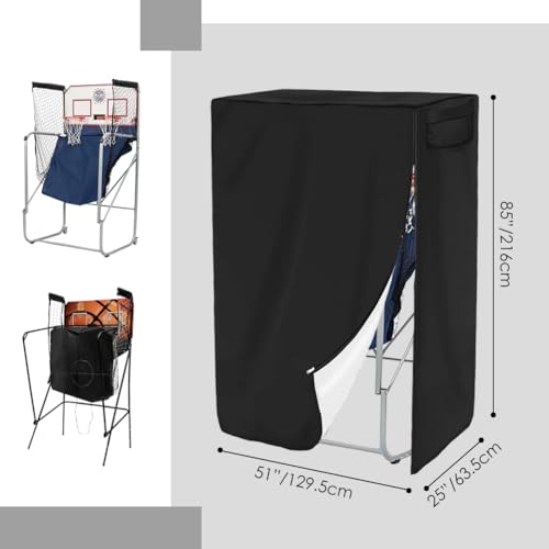 Basketball Arcade Game Cover Dual Shot Electronic Basketball Arcade Game Cover Waterproof Oxford Fabric with Side Zipper & Drawstring, Easy Clean & Foldable (51x25x85in) - size: 51x25x85"