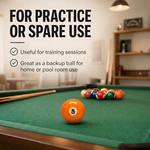 KONLLEN Single Replacement Pool Ball – 2-1/4" Regulation Size & Weight Billiard Ball Made of Phenolic Resin (Choose 1–15 or Cue Ball) - color: #5