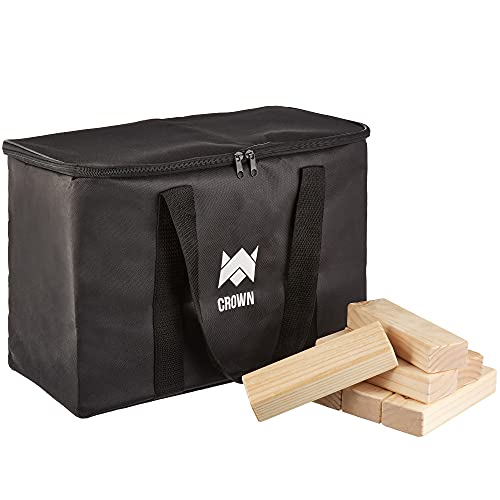 Brybelly Teetering Tower with Carrying Case - Giant Block Tower Game with Jumbo Wooden Blocks - Stands Up to 4 Feet Tall - Parties, Tailgates, Bar Patios, Beach Fun, and Indoor/Outdoor Play