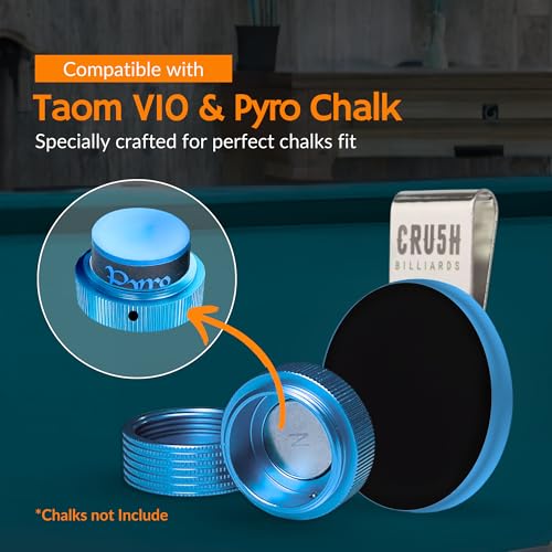Magnetic Chalk Holder with Lid & Belt Clip – Round Billiard Pool Cue Chalk Holder with Strong Magnet, Portable Snooker Chalk Case for Players - color: Blue