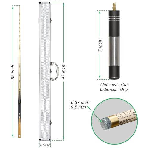 HomeSeason 57inch Snooker Cue Stick 18oz 3/4 Jointed Pool Cue, with Extension, Cue Case, Durable Ash Wood and Red Maple Construction Billiards Cue - color: HSS06