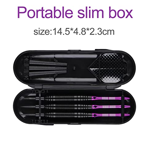 Darts Metal Tip Set - 3 Pack Professional 22 Grams Steel Tip Darts with Slim Case Black Purple Blue Aluminum Shafts 9 Flights 50 Rubber O'Rings 1 Dart Sharpener 12 Spring Rings - color: 22 Grams - purple