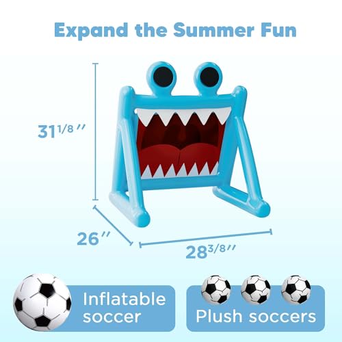 Funscape Kids Soccer Pool Toy, Inflatable Soccer Goal w/Balls, 2-in-1 Kick & Toss Water Pool Game, Outdoor Sport Backyard Game, Summer Beach Yard Party Gift for 3 4 5 6 7 8 Year Old Toddler Boy Girl - style: Monster Mouth