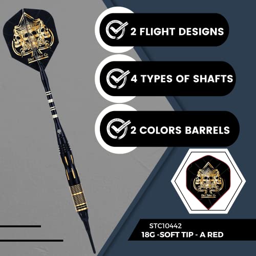 Soft Tip Darts Set - Professional Darts with Customizable Configuration, Aluminum & Plastic Shafts, O-Rings, Flights, Dart Tool, 50PC Extra 2BA Tips - color: 19g-Black C-STC10443
