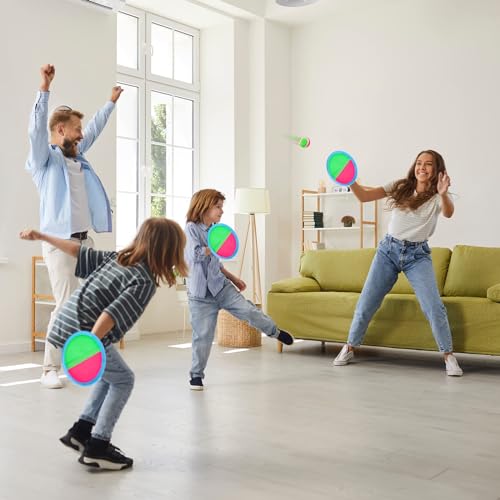 Ayeboovi Toss and Catch Ball Set Outdoor Games for Kids Toys Yard Games Beach Pool Toys with 10 Paddles 7 Balls for 3 4 5 6 7 8 + Year Old Boys Girls Toys Gifts