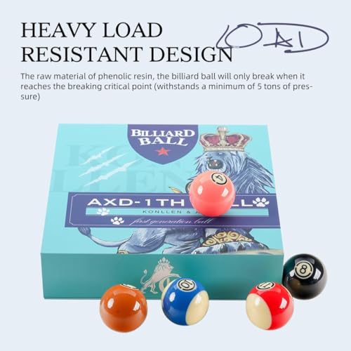 KONLLEN Phenolic Resin Billiard Balls Set 2-1/4" Regulation Size Tournament Pool Balls Set Pool Table Accessories - color: AXD-1TH