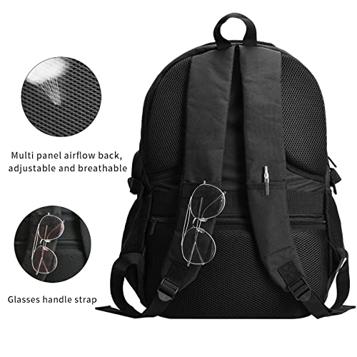 Disc Golf On The Mind Travel Backpack, Extra Large 50L Laptop Backpacks for Men Women, College Backpacks Work Bag with USB Charging Port Fits 17 Inch Computer, Black