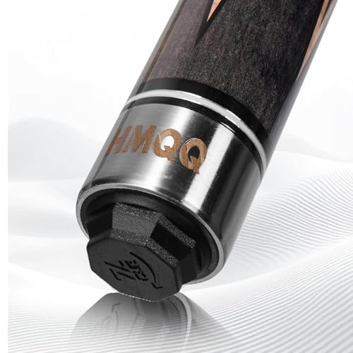 HMQQ 58" Maple Pool Cue Stick, 19oz 2-Piece Billiard Cue with 13mm Tip, Adjustable Weight, Linen Wrap, Stainless Steel Joint, Pool Cue for Beginners, Gift Ready with Carry Bag - color: Black