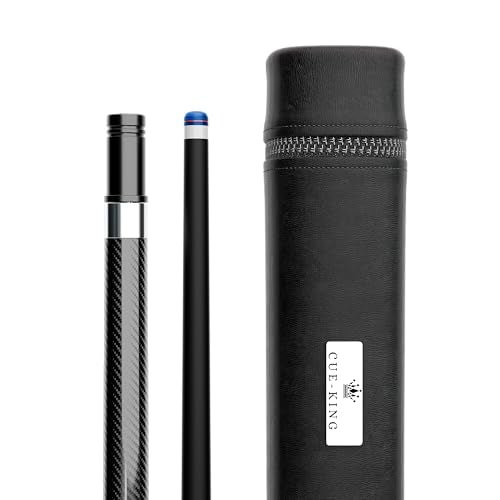 Cue-King Pool Cue Military-Grade Carbon Fibre 58” 18oz 2 Piece with 12.5mm Premium Tip Finished in Gloss Exposed Carbon Fibre, Professional Pool Cue - style: With Premium Case