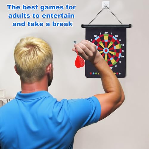 HELLO PAPAYA 17.5 in Large Size 2in1 Rollup Magnetic Darts Board with 24pcs Darts,Outdoor Safe Dart Game for Kids and Adults,for 3-12 Year Old Boys Girls Christmas Birthday Gifts