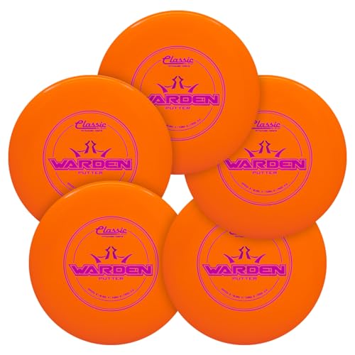 Dynamic Discs Warden Disc Golf Putter 5-Pack | Straight Flying Beadless Putt & Approach Set | Grippy Classic Plastic Feel | Smooth Release & Consistent Control | 170g+ (Colors May Vary) - size: 5-Pack (Classic Blend)