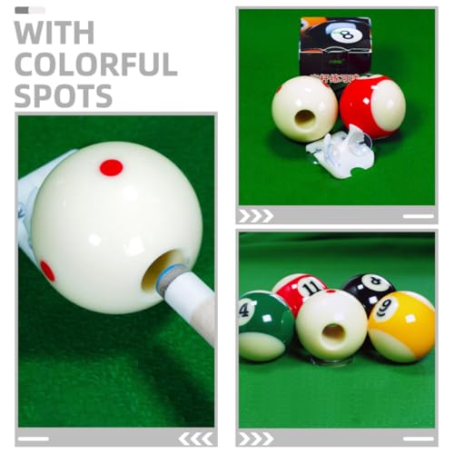 KOMBIUDA Billiard Practice Cue Ball with Dots 16mm Inner Hole for Small Tip Shaft, Professional Pool Training Ball for Accurate Stroke and Aiming in Snooker and Pool Games