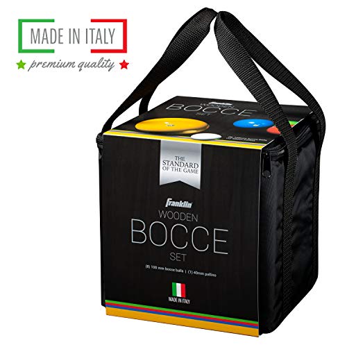 Franklin Sports Bocce Ball Set — 8 Wooden Bocce Balls and 1 Pallino — Beach, Backyard Lawn or Outdoor Party Game - Made in Italy