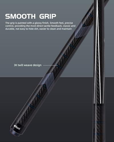 CRICAL Carbon Fiber Pool Cue Stick 58" Billiard Cue Sticks Professional Low Deflection Pool Sticks with 3/8 * 8 Pin Joint and 12.5mm Tip - color: 010-CL01 set