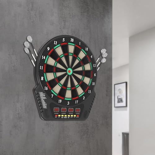 Electronic Dartboard Set with Digital Scoreboard, Up to 16 Player Score Display, 27 Game Modes, 243 Extended Play Styles, Includes Soft Tip Darts and Extra Tips