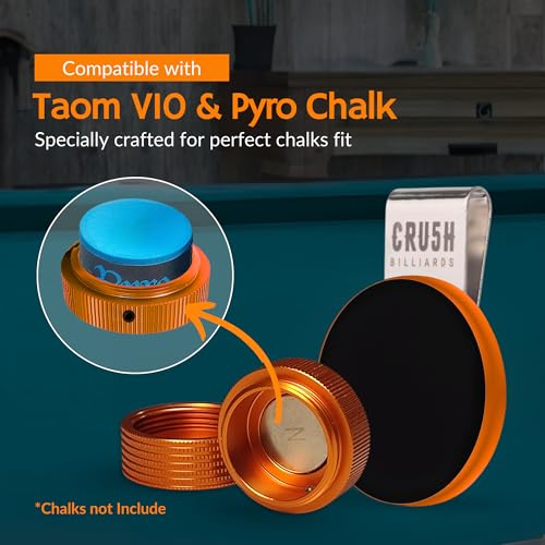 Magnetic Chalk Holder with Lid & Belt Clip – Round Billiard Pool Cue Chalk Holder with Strong Magnet, Portable Snooker Chalk Case for Players - color: Orange