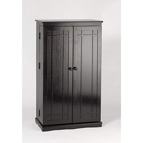 Leslie Dame Solid Oak Multimedia Storage Cabinet with Classic Mission Style Doors, Dark Oak - color: Dark Oak
