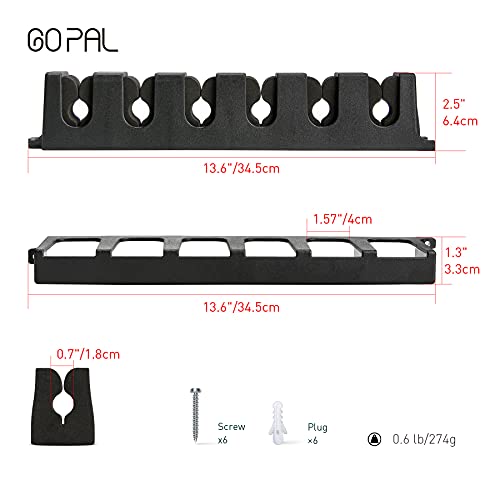 Go Pal CR1 Black Pool Cue Holder, Wall Mount Pool Stick Rack for 6 Cues Stick Storage, Pool Cue Set Rack, Pool Table Rods Organizer