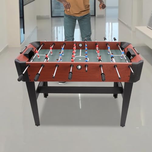 Wooden Soccer Table, 47" Competition Full Size Soccer Game Table Home Entertainment Soccer Set Freestanding Multiplayer Competition Soccers Table for Adults Family Nights Game Rooms Parties