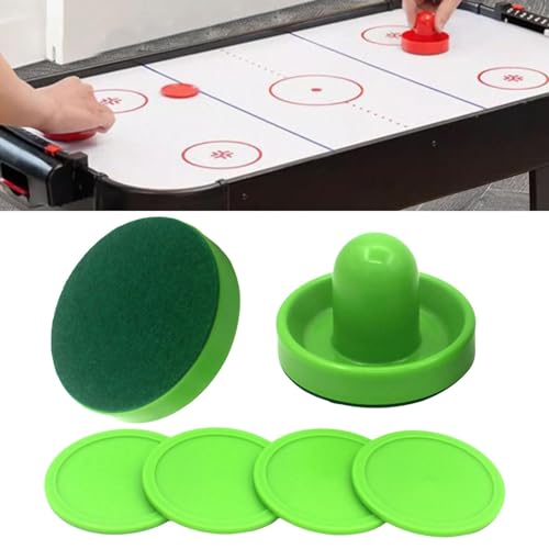 2 Pieces Air Hockey Pushers Air Hockey Pucks Tabletop Game Paddles Goal Handles Replacement Accessories with Design Suitable for Children - color: 2 Green Pushers