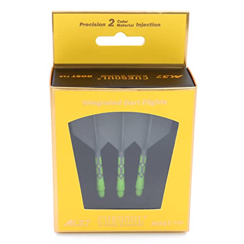 CUESOUL ROST T19 Integrated Dart Shaft and Flights Big Wing Shape Grey 28mm-Say Goodbye to Falling Dart Flight - color: with Green Shaft