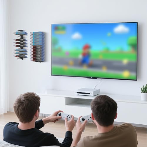 Video Game Storage Wall Mount - 6PCS Heavy-Duty Metal Game Case Holder Media Storage Shelves for PS, Xbox, DVD, Switch Game Organizer Display Stand, Holds up to 114 - size: 6-Pack