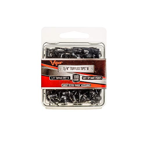 Viper Dart Accessory: Tufflex II 1/4" Thread Soft Tip Dart Points, Black (100 and 500 Packs) - size: 100 Pack