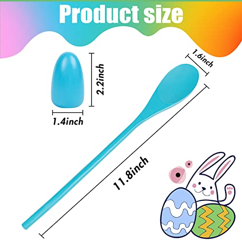 24 Pack Easter Egg and Spoon Race Game, 6 Colors Egg Spoon Race Game Sets with 12 Eggs and 12 Spoons, Halloween Egg Hunt Games, Easter Egg Toys for Kids