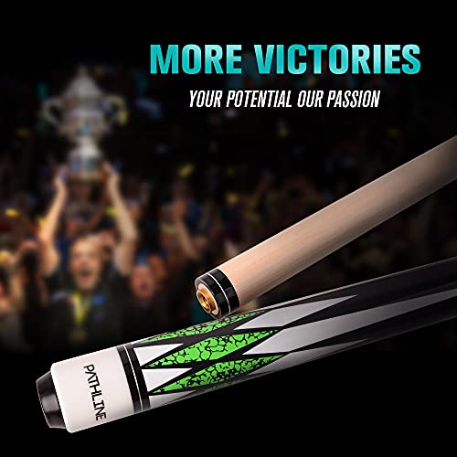 PLN Pool Cue Kit - 58 inch Canadian Maple Billiard Pool Stick and Hard Case - color: Green, size: 19oz