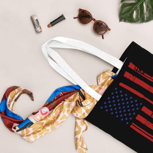 NIENIE Disk Golf Usa Flag Tote Bag for Women Shopping Bags Reusable Large Capacity Casual Shoulder Handbags DIY Gift Bags Cute Canvas Tote Bag