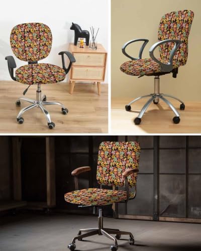Savannan Office Chair Cover, Fall Orange Maple Leaf Watercolor Protective Stretch Elastic Universal Cover for Desk Task Chair,Computer Rotating Chair 1 Pcs Fallen Leaves
