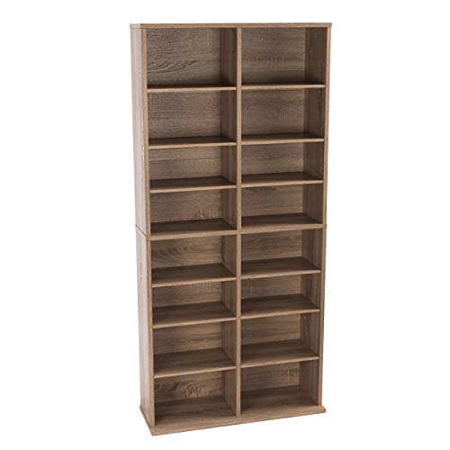Atlantic Henley 464 Media Storage Cabinet Contemporary Rustic– Protects & Organizes Prized Music, Movie, Video Games Toys & Dolls, Trading Cards, or Sports Memorabilia Collections, Weathered Oak