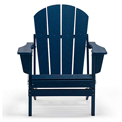 WestinTrends Malibu HDPE Outdoor Patio Folding Poly Adirondack Chair, Navy Blue - color: Navy Blue, size: 1 Chair
