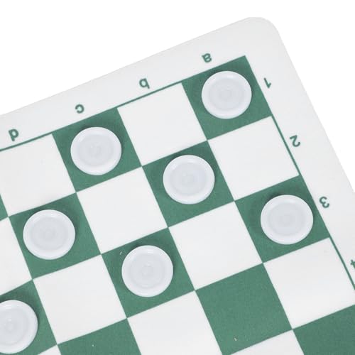 Outdoor Checkers, Folding PU Leather Camping Games Checkers Set with 24 Pieces for Kids Adults Family Picnics Parties Lawn BBQ (Green) - color: Green