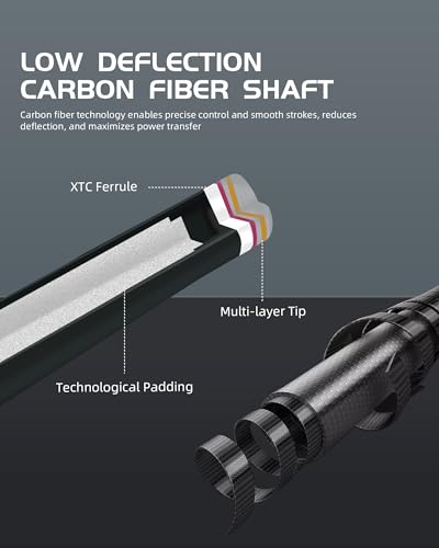 CRICAL COWCUE 58-Inch Carbon Fiber Pool Cue, Low Deflection, 12.5mm Tip | Adjustable pool cue with 3/8x8 joint for stable control, regular billiards practice and pool hall play. - color: CW-02