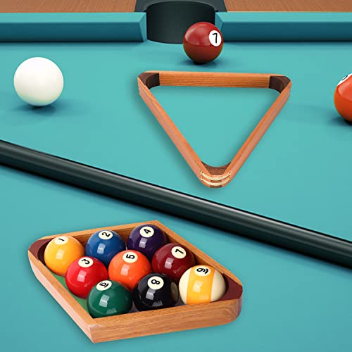 GSE Games & Sports Expert 8-Ball Triangle & 9-Ball Diamond Pool Ball Racks with 2-1/4" Standard Pool Balls, Billiard Balls and Racks Set, Pool Table Accessories (Several Colors Available) - color: Pro Standard Balls, style: Oak Racks