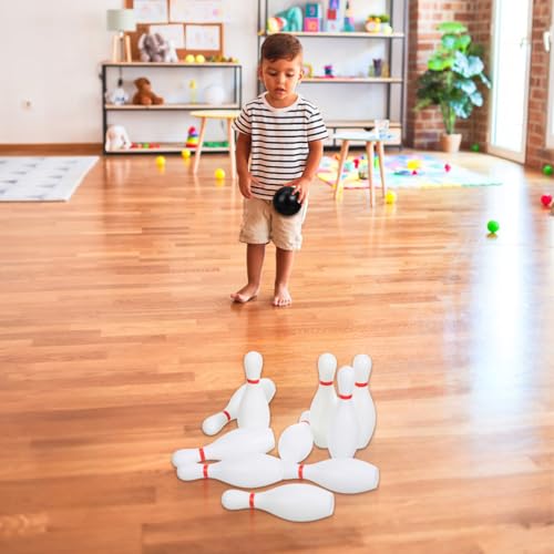 Toddmomy Small Bowling Set 10 Plastic Bowling Pins and 2 Balls Mini Game for Kids Indoor Outdoor Game for Family Play Motor Skills Activity
