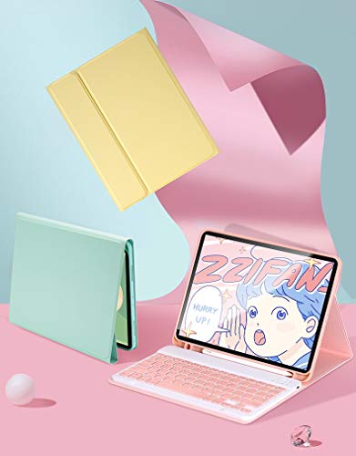 MintGreen Keyboard Case for Galaxy Tab A7 Lite 8.7 inch, Wireless Bluetooth, Detachable, Modern, 80 Keys, TPU, Ambidextrous, English, Battery Powered, Membrane Switch - color: MintGreen, size: Tab A7 Lite 8.7"