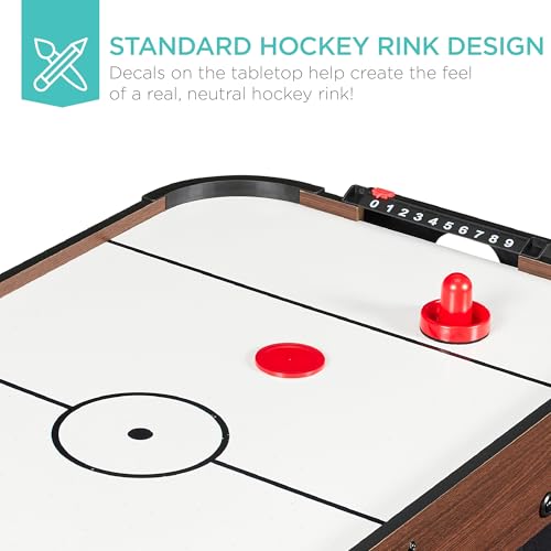 Best Choice Products Portable Tabletop Air Hockey Table for Game Room w/ 100V Motor, Electric Fan, 2 Strikers, 2 Pucks - color: Black Walnut