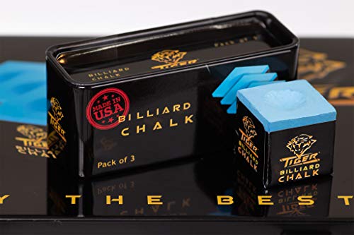 TigerProducts Tiger Pool cue Billiard Chalk - Blue - Pack of 3