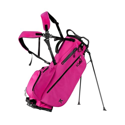 KVV Lightweight Golf Stand Bag with 7 Way Full-Length Dividers, 5 Zippered Pockets, Automatically Adjustable Dual Straps,Elegant Design - color: Shocking Pink